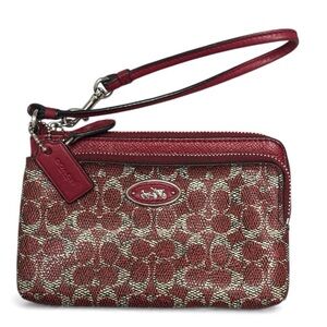 Coach 52455 Signature Red Metallic Wristlet